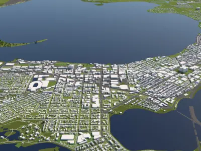 Madison 50x50km City Map Model 3D model