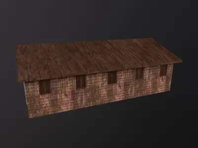 Stone Fort Stable 3D Model Low-poly 3D model