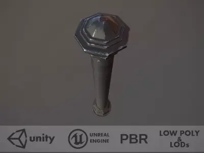 Barrier Bollard pack 3 Black v2 Low-poly 3D model