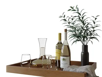 Decorative Set On A Tray 3D model