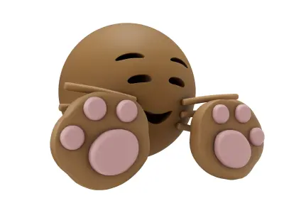 Cat Smiling Face With Cat Paw Emoji v1 003 Low-poly 3D model