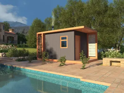 Bathhouse wooden shed 3D model