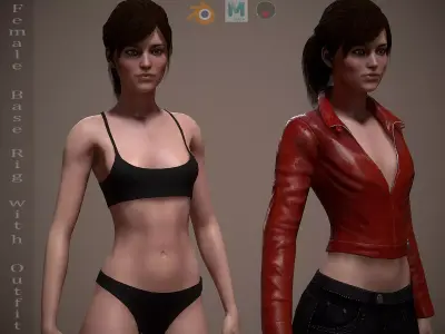 Female Base With Outfit Low-poly 3D model