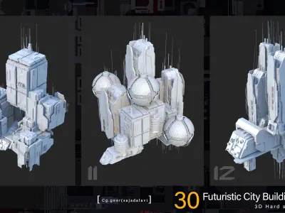 futuristic Sci-fi City Building pack vol 08 3D model