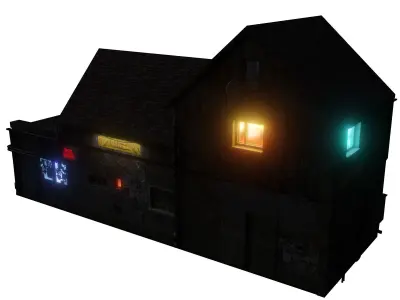 Urban City building 04 Low poly two versions Free low-poly 3D model
