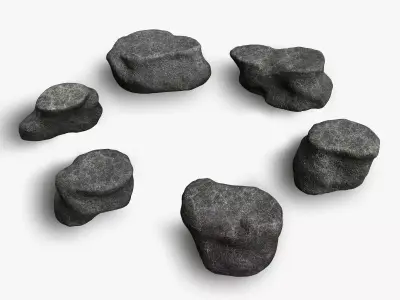 Short Flat Rocks - Cave Low-poly 3D model