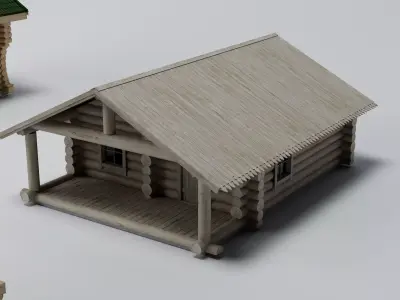 Log Cabin Wooden House Pack PBR Game Ready Low-poly 3D model