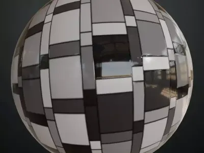 Modern Abstract Mondrian-Style Geometric Tiles PBR Seamless Texture