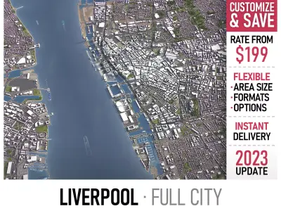 Liverpool - 3D City Model Low-poly 3D model