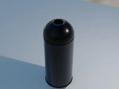 Dome Top Long Metalic Trash Can  Low-poly 3D model