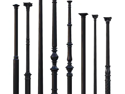 Cast iron columns 1-3 3D Model Pack