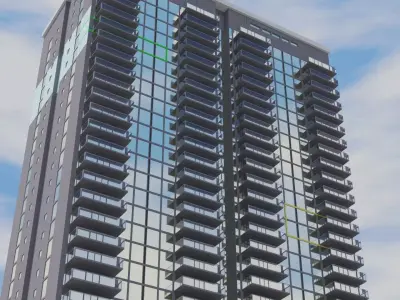 21 story Highrise building  Free 3D model