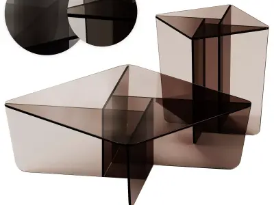 Oki Glass Side and Coffee Table 3D model