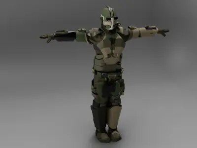 Modern Soldier Low-poly 3D model buy