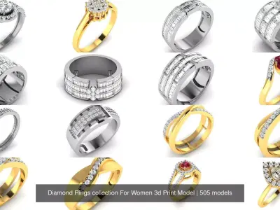 Diamond Rings collection For Women 3d Print Model 3D Model Pack get
