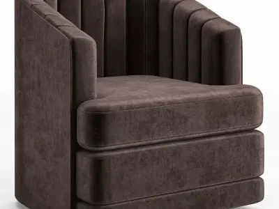 Daphne Chocolate Channel Tufted Swivel Chair Low-poly 3D model
