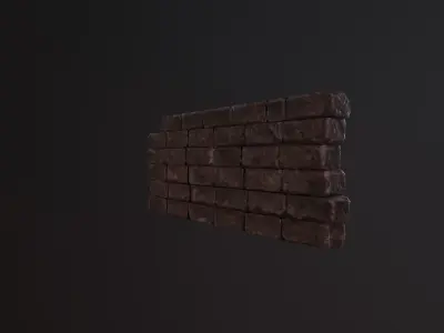 Stone Brick Wall Low-poly 3D model