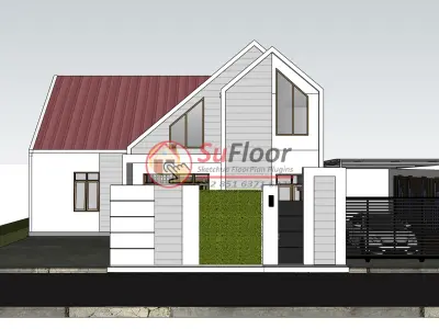 House 16x15m code 494- Sketchup 3D model 3D model 3D model