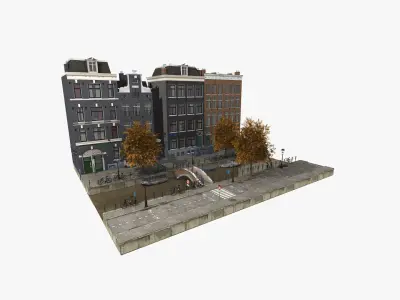 Amsterdam Street Low-poly 3D model