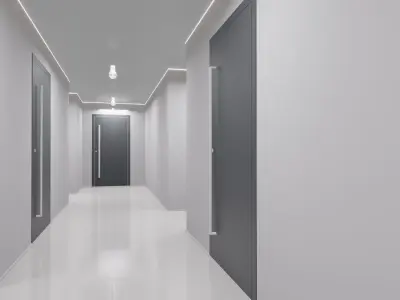 Hallway with walls and doors 3D model