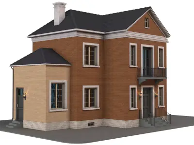 Classic Red Brick House 3D Model 3D model