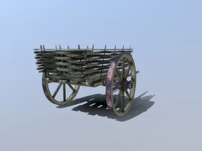 Medieval Wattle Cart Low-poly 3D model
