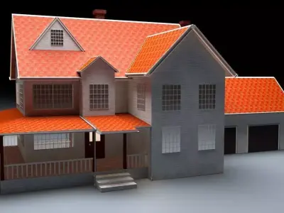 North American Type Garden State House Low-poly 3D model