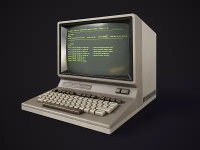 Retro Desktop Terminal Low-poly 3D model