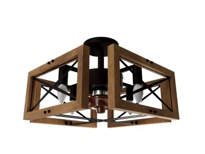 wooden Lighting fan  3D model