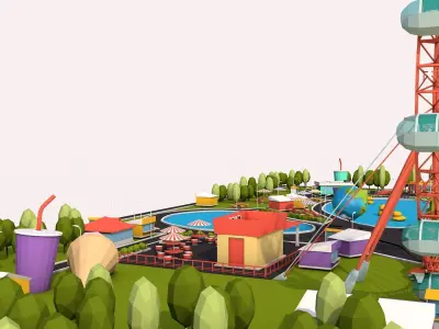 Cartoon Low Poly Park Illustration Low-poly 3D model