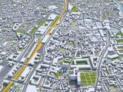Tilburg Netherlands 50km Low-poly 3D model