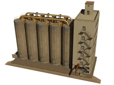 Silo grain Low-poly 3D model