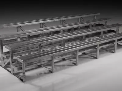 Bleachers set of metal 3D model