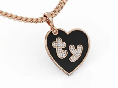 Thank you Diamond  Heart Pendant 3D print model