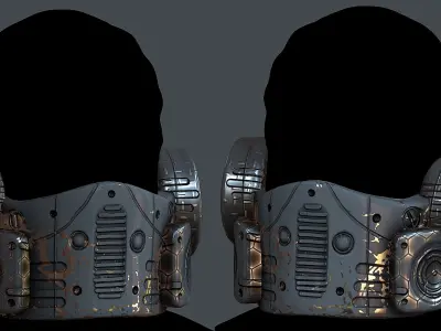 Gas mask helmet 3d model scifi Low-poly Low-poly 3D model 6
