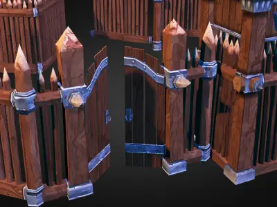 Wooden Fortress Builder Pack Low-poly 3D model