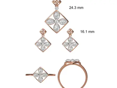 Light wt Ring Earrings Pendant set stl jcd 1-render details 3D print model buy