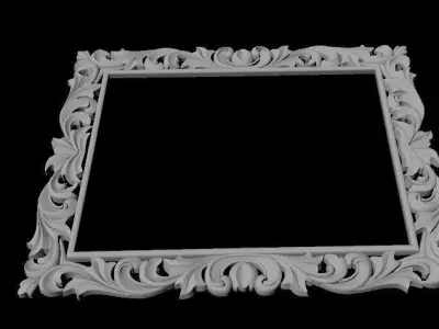 mirror ornate gold frame 3D model 4