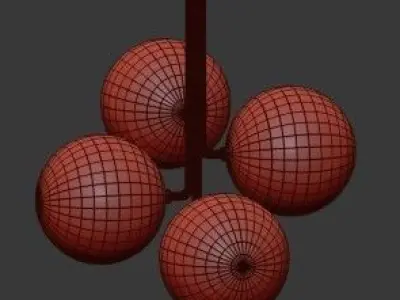 Untitled three spheres hanging from brass fixture 3D model