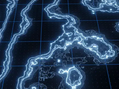 Sci-Fi Holographic Topographic Grid Map Low-poly 3D model