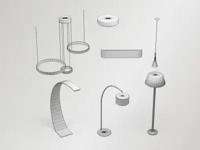 Lighting Set - 13 Lamps with unique design Low-poly 3D model