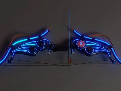 Sci-fi bow with arrow Low-poly 3D model