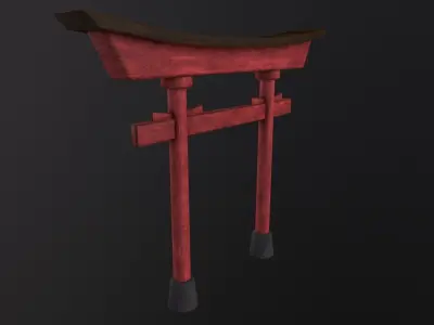 Old Japanese Torii Gate 3D Model Low-poly 3D model