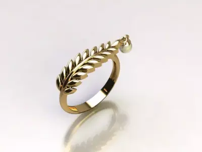 Wheat-Ring gold leaf ring 3D print model