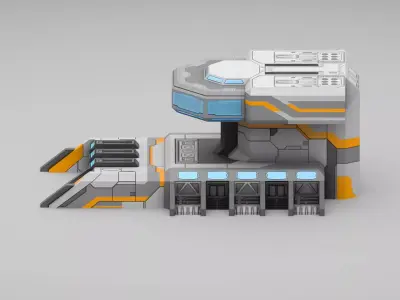 Sci-Fi Military Building - Military Barrack Low-poly 3D model
