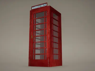 Phone Booth Low Poly Game Ready  Low-poly 3D model