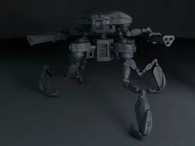 four leg robot Full rigged 3D model