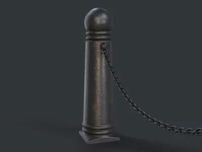 Street Bollard 08 PBR Game Ready Low-poly 3D model