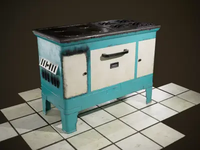 Old oven Low-poly 3D model