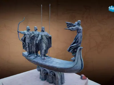 Monument to Founders of Kyiv Photogrammetry Low-poly 3D model
